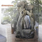 Alpine Corporation WIN270 52" Outdoor Rainforest Waterfall Tree Trunk Fountain with LED Lights, Cascading Water Feature for Garden, Patio, Backyard & Landscape Décor, Rustic, Brown - Image 4