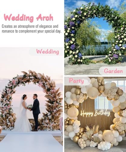 Queension Metal Arch Backdrop Stand 8Ft Wide 7Ft High, Wedding Arch Frame for Wedding Decorations, Balloon Arch Stand with Base for Ceremony, Outdoor Garden Arch Trellis for Climbing Plants, Black - Image 6