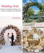 Queension Metal Arch Backdrop Stand 8Ft Wide 7Ft High, Wedding Arch Frame for Wedding Decorations, Balloon Arch Stand with Base for Ceremony, Outdoor Garden Arch Trellis for Climbing Plants, Gold - Image 6