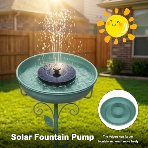 Solar Bird Bath Fountain, Green Metal Stand, 7 Nozzle, Outdoor Garden Decor - Image 4