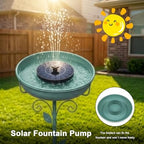 Solar Bird Bath Fountain, Green Metal Stand, 7 Nozzle, Outdoor Garden Decor - Image 4