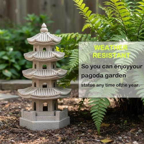 Japanese Pagoda Figurine Statue, 5-Tier Sandstone Sculpture - Image 3
