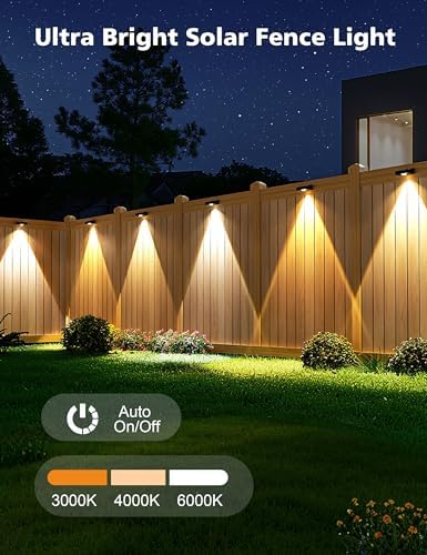 VOLISUN Solar Fence Lights Outdoor 12 Pack, 3 Color Temperature Solar Light - Image 5