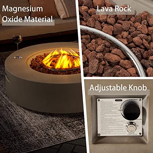 SUNBURY Outdoor 42 Inch Propane Fire Pit Table, Circular Gray Patio Fire Table 50,000 BTU w 20 lbs Tank Cover, Waterproof Cover, Free Lava Rocks - Image 4
