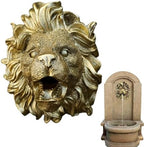 Fountain Lion Heads Nozzle Ornament | Lion Heads Fountain Nozzle,Lion Fountain Sprinkler Heads,Lion Wall Gold House,Outdoor Lion Heads Wall Spray Water Off Outdoor Statue by Shakven