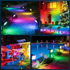 LANSOW Solar Spot Lights Outdoor Color Changing, 2 Pack/7 Modes Waterproof Solar Christmas Landscape Spotlights, LED Solar Powered Flood Lights for Yard Garden Pathway Outside Halloween, Auto ON/Off - Image 3