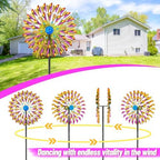 Wind Spinner Kinetic Wind Sculpture, 23.4" W x 79.3" H Large Metal Outdoor Windmill with 5‑Prong Stable Base, 360° Rotatable 2‑Blade Wind Catcher Yard Art Decor for Patio Lawn Garden Backyard - Image 4