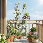 Giantex Metal Garden Trellis for Climbing Plants Set 2, 75" x 20" Outdoor Rose Trellis w/Foldable Bottom, Freestanding Plant Support for Vines, Flowers, Vegetables & Fruits, Patio Lawn Garden, White - Image 6