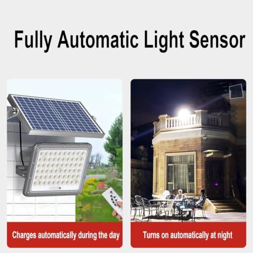 Solar Flood Light, 100W Flood Wall Lights with Remote Timer for Garden Garage - Image 3