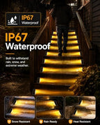 Outdoor Step Lights, 8 Pack IP67 Waterproof Solar Stair Lights, Warm 3000K 13 LED Solar Lights for Steps, Front Steps, Concrete Steps, Porch, Patio, Walkway, Backyard Decor - Image 5