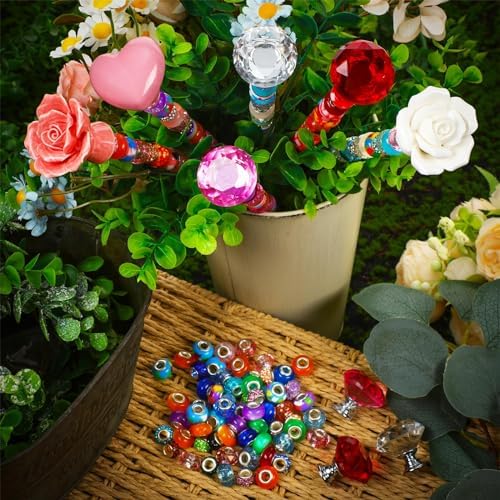 Tigeen 236 Pcs Garden Stake DIY Fairy Wand Plant Stake, Ceramic Rose Heart - Image 3