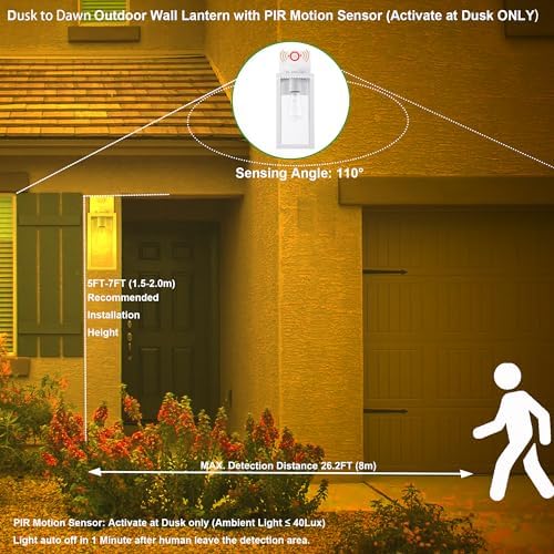 GRUENLICH Outdoor Wall Light Fixture Dusk to Dawn, PIR Motion - Image 4