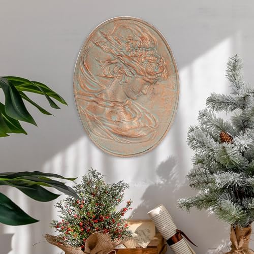 Sungmor Copper Cast Iron Wall Art, Oval-shaped Classical Lady Relief Plaque - Image 5