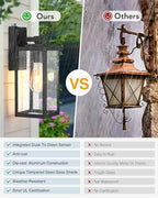 VIANIS Large Black Outdoor Wall Lights with Dusk to Dawn Sensor, Waterproof - Image 4