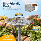 VIVOHOME Bird Bath for Outside, Polyresin Pedestal Birdbath, Gray - Image 5