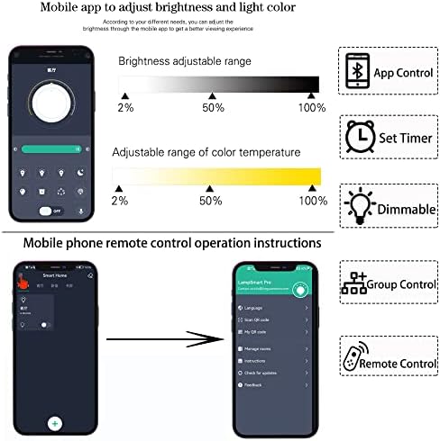 Kiven LED Smart Timer Black Foot Pedal Push Switch Mini Accent uplight Color Changing Wall Light Stepless Dimming with Intelligent Remote Control & Non-Trace Nail for Living Room-B - Image 4