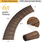 6FT Curved Wooden Garden Pathway Walkway Pavers Outdoor Roll Patio Floor - Image 3