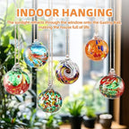 VOREEN 6-Pack Blown Glass Christmas Ornaments, 2.56" Handblown Hanging Glass Gazing Balls for Christmas Tree Decoration, Holiday Ornament Gift Set（Colorful Festival Mix） - Image 3