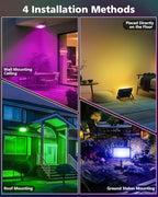 T-SUN 4 Pack 60W RGB Flood Lights Outdoor Color Changing Flood Lights - Image 6