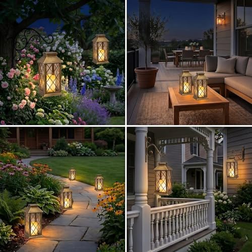 Yowin 2 Pack 9" Solar Lanterns Outdoor Waterproof with Flickering Candle - Image 3