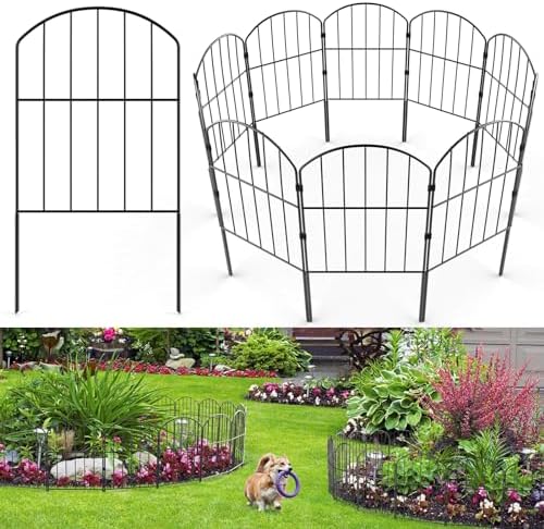VANCASTLE Decorative Garden Fence 25 Panels, Total 26ft (L) x 24in (H) Rustproof Metal Wire Fencing Border Animal Barrier, Flower Edging for Landscape Patio Yard Outdoor Decor, Arched by VANCASTLE