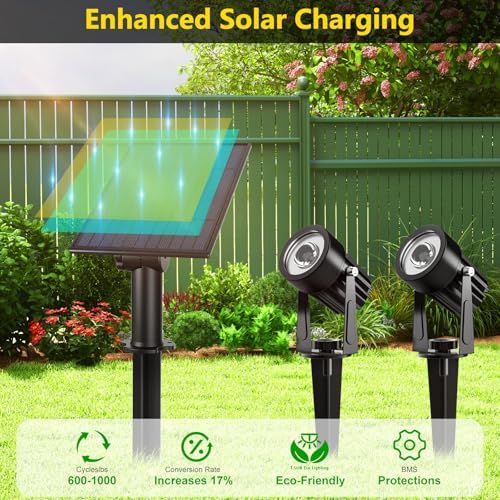 T-SUN Solar Spot Lights Outdoor, Dual Head Solar Spotlights, Warm White - Image 3