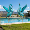 47.5" Metal Crane Statue, Extra-Large Blue Heron Decor Set of 2 by Unknown