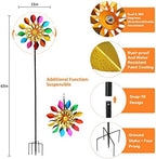 63 Inch Kinetic Wind Spinners with Garden Stake, Rainbow Metal Windmill Decorations, 360 Swivel Outdoor Wind Sculpture, Dual Direction Colorful Wind Catcher for Yard Art, Lawn, Garden Decor, Gifts - Image 5