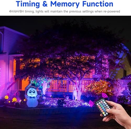 Outdoor Christmas Spot Lights with Timer, 10W Metal RGB LED Landscape Spotlights with 16 Color Changing for Yard, House, Garden, Holiday Decor (2 Lights) - Image 3