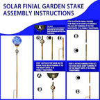Garden Solar Lights Outdoor, Decorative LED Honeycomb Glass Ball Garden Stake, Glass and Metal Outdoor Decoration, 4 x 31 Inch (Dark Blue) - Image 6