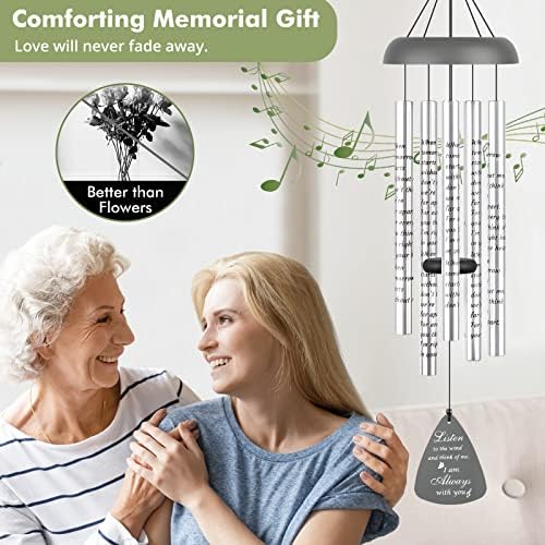 Fabuday 32'' Sympathy Wind Chimes Memorial Gift for Loss of Loved One Gray - Image 2
