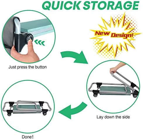 2022 Garden Kneeler and Seat Stool,Foldable Heavy Duty Garden Bench Workseats with Tool Pocket and Soft EVA Kneeling Pad for Senior,Gardening Lovers, Green - Image 4