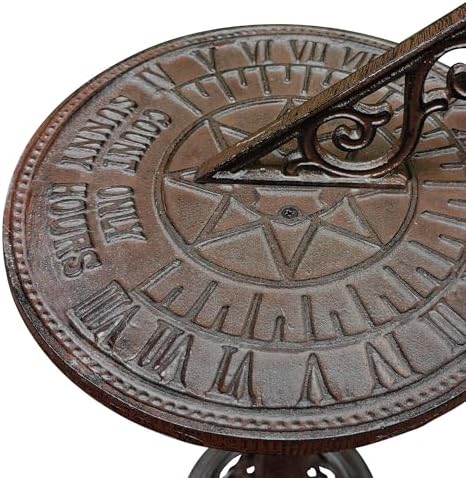 Relaxdays Sundial, Garden & Balcony, Cast Iron, Antique, Roman Numerals, Weatherproof, Garden Decoration, Brown - Image 7