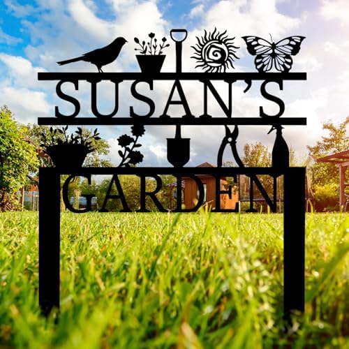 Personalized Garden Sign, Custom Garden Tools Sign with Stakes, Garden Sign with Last Name, Personalized Flower Garden Name Sign, Yard Sign, Lawn Sign, Custom Family Name Garden Sign, Farmhouse Decor - Image 2