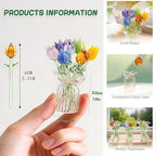 H&D HYALINE & DORA 3 Pcs Crystal Sunflower Suncatchers with 13'' Gold Trellis Metal Plant Stake and 7 Pcs Mini Glass Tulip Flower Hand Blown Glass Artificial Flowers with Clear Vase - Image 3