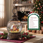 Christmas Snow Globe Lantern with Santa Carriage and Red Barn, Musical Lighted Water Lantern with Swirling Glitter, 6H Timer, USB Powered or Battery Operated, Vintage Tabletop Christmas Decor Gift - Image 7