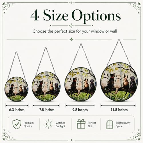 Cute Cat Stained Glass Suncatcher, Pet Theme Window Hanging Decor, Kitty Sun Catcher Ornament for Living Room, Animal Lover Memorial Gift 9.8 - Image 7