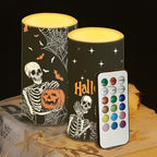 Happy Halloween Skeleton Flickering Flameless Candles with Remote and Timers Battery Operated LED Candles for Trick or Treat Day Home Decoration - Image 5