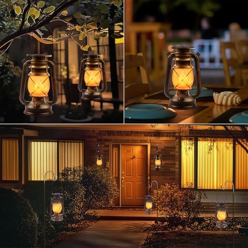 Solar Lanterns Outdoor Waterproof, 4 Pack Vintage LED Hanging Lights - Image 6