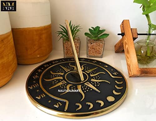 Nautical-Mart Brass Garden Sundial Clock - 8.5” Diameter Sundial Clock with Polished Brass Highlights - Image 4