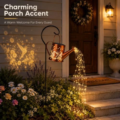 Solar Watering Can Light, LED String Lantern, Hummingbird Garden Yard Decor - Image 2