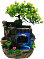 Indoor Tabletop Waterfall Fountain,11.8in LED Desk Resin Rockery by Unknown
