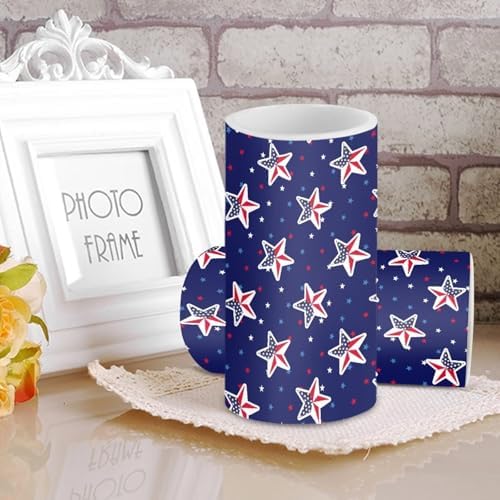 Set of 2 Flameless Candles, Led Battery Operated Candles, American Flag Stars Outdoor Indoor Lights with 18-Key Remotes Timer for 4th of July Party, Holidays, Home Decorations - Image 2