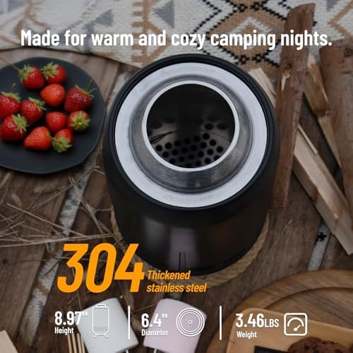 9 Inch Tabletop Fire Pit, Portable Stainless Steel Table Firepit, Black - Image 3