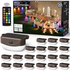 20 Pack Color Changing Solar Fence Lights with Remote, Solar Deck Lights by Unknown