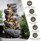 36.2''Tall Rock Outdoor Water Fountain with LED Lights - Image 4