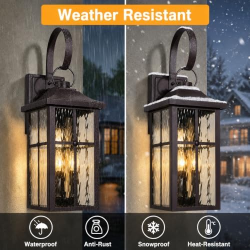 2 Pack Dusk to Dawn Outdoor Wall Lights, 23.9" Brown - Image 3