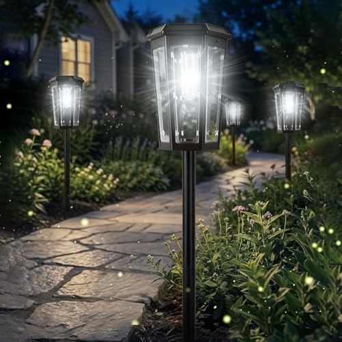 8 Pack Cool White Solar Pathway Lights Outdoor Garden for Yard Path by echosari