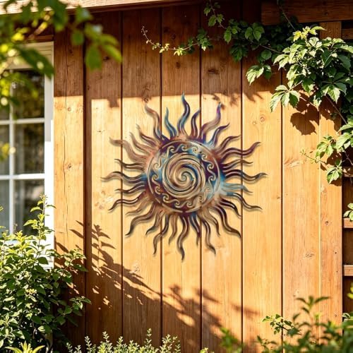 Sun Metal Wall Art Celestial Decorative Plaque Rustic Iron Decor for Living Room Bedroom Patio Garden Outdoor Indoor Hanging Ornament (24 INCH) - Image 4