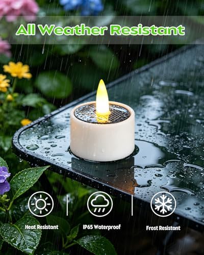 12 Pcs Solar Tea Lights Outdoor Waterproof LED Little Solar Votive Candles - Image 4